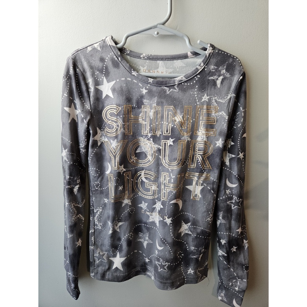 Danskin Girls Shine Your Light Long Sleeve Pink/Gray Shirt Sz‎ 6
